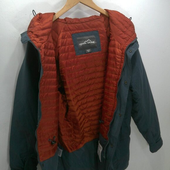 Eddie Bauer Preppy Classic Premium Goose Down Micro Therm Hooded Navy Jacket M - Picture 7 of 13